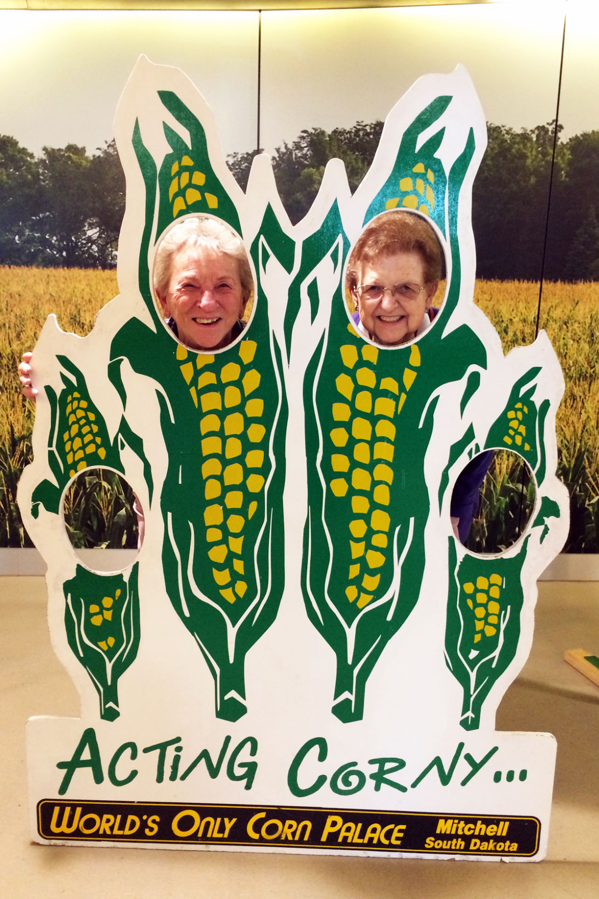 119 Agnes Loukota and Bette Tomes acting corny at the Corn Palace.JPG